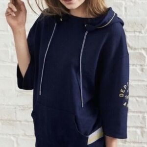 Victoria's Secret Half Sleeve Navy Blue Hoodie Dept of NY VS Angels Graphic Sz M